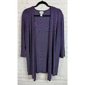 CHICO'S TRAVELERS amethyst lavender purple knit open front cardigan sweater 3 XL